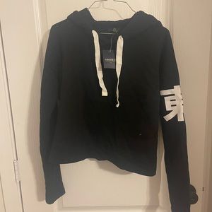 Cropped print hoodie